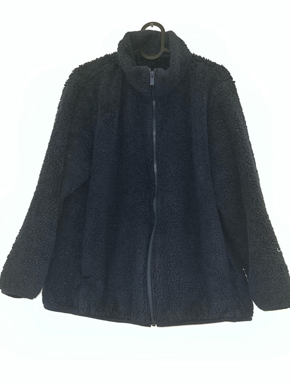 Uniqlo Women’s Sherpa Fleece Jacket XL Blue  Zip Lined Teddy Bear Deep Pile